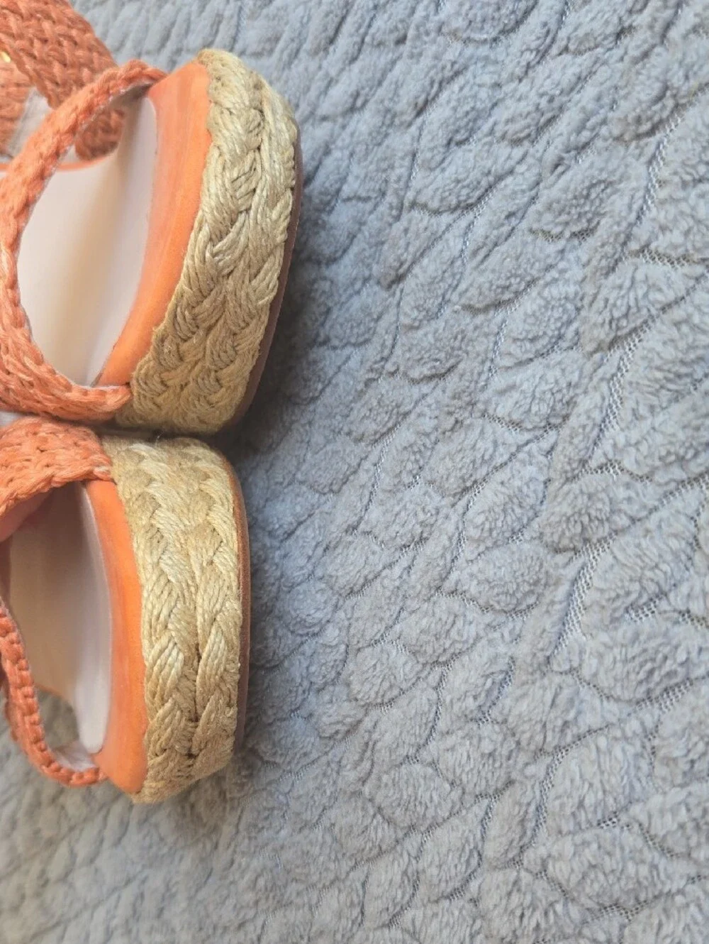 Stuart Weitzman Alex Orange Braided Espadrille Wedge Sandals - Picture 13 of 13